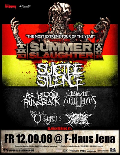 SUICIDE SILENCE, AS BLOOD RUNS BLACK, ABIGAIL WILLIAMS, BORN OF OSIRIS, ANNOTATION OF AN AUTOPSY