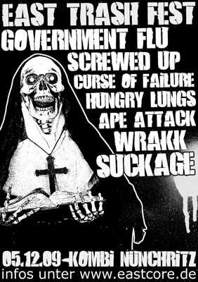 OVERNMENT FLU, HUNGRY LUNGS, SCREWED UP, CURSE OF FAILURE, WRAKK, APE ATTACK, SUCKAGE