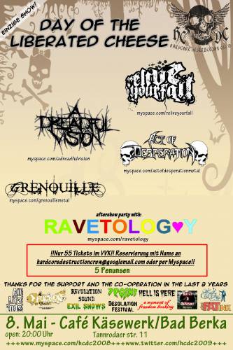 RELIVE YOUR FALL, A DREADFUL VISION, ACT OF DESPERTAION, GRENOUILLE, RAVETOLOGY