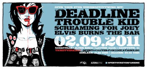 ELVIS BURNS THE BAR, SCREAMING FOR JOEY, TROUBLEKID, DEADLINE