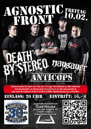 AGNOSTIC FRONT, DEATH BY STEREO, NAYSAYER, ANTICOPS