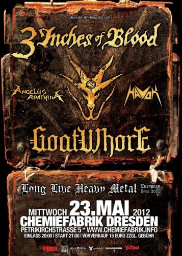 3 INCHES OF BLOOD, GOATWHORE, ANGELUS APATRIDA, HOVAK