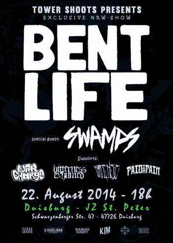 BENT LIFE, SWAMPS, WAR CHARGE, BITTERNESS EXHUMED, INTENSE, PAID IN PAIN