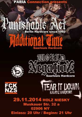 PUNISHABLE ACT, ADDITIONAL TIME, WORLD NEGATION, TEAR IT DOWN