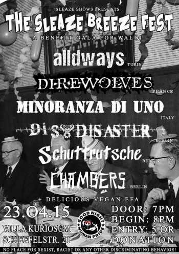 DIREWOLVES, SCHUTTRUTSCHE, MINORANZA DI UNO, ALLDWAYS, DIS-DISASTER, CHAMBERS